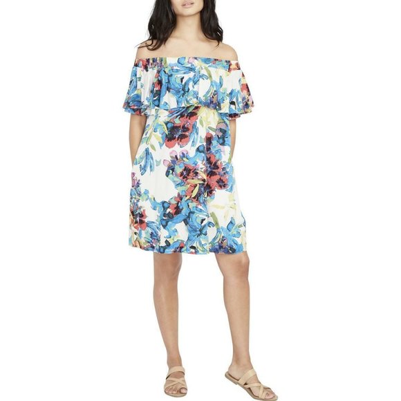 RACHEL Rachel Roy Printed Off The Shoulder Dress - Picture 1 of 6